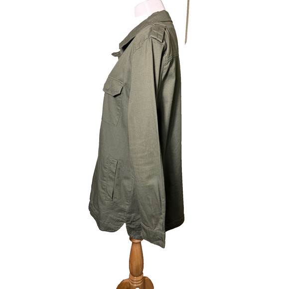 Adam Levine Women’s Olive Green Utility Shirt M Long Sleeve Epaulettes‎ Pockets - Picture 5 of 16